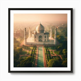Sunrise Over Taj Mahal In India Art Print