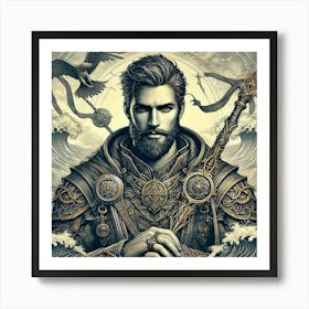 A Detailed Character Portrait Of Lukas Draven From Season 9 Art Print