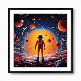 Astronaut On The Moon Art Print