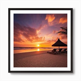 Sunset On The Beach 418 Art Print