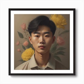 Enchanting Realism, Paint a captivating portrait of young, beautiful korean man 3, that showcases the subject's unique personality and charm. Generated with AI, Art Style_V4 Creative, Negative Promt: no unpopular themes or styles, CFG Scale_3.5, Step Scale_50. Art Print