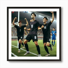 Soccer Players Celebrating A Goal Art Print