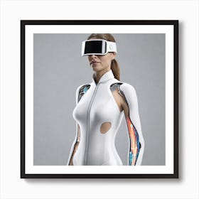 Woman In A Vr Headset Art Print