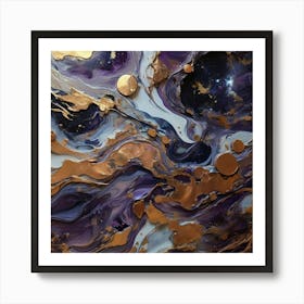 Purple And Gold Abstract Painting 1 Art Print