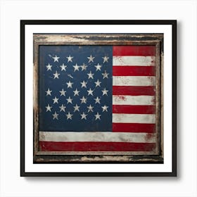 An Antique American Flag Resplendent With Immaculate Red Stars Scattered Against A Deep Blue Backgr Art Print