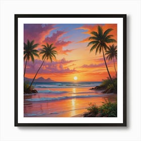 Sunset At The Beach 22 Art Print