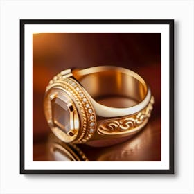 Gold Ring With Diamonds Art Print