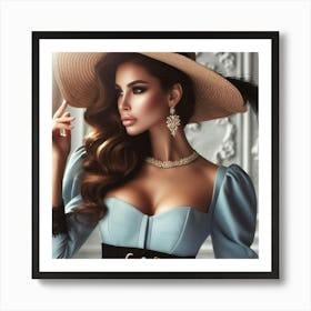 Beautiful Woman In A Hat Art Print