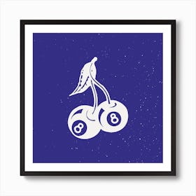 8 Ball Cherry Blue Square Art Print