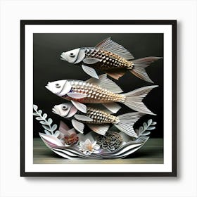 An Aquatic Origami Fish Art Print