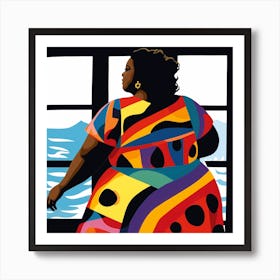 Woman In Colorful Dress Art Print