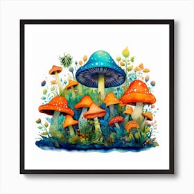 Mushrooms In The Forest 12 Art Print