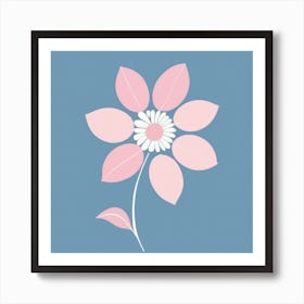 A White And Pink Flower In Minimalist Style Square Composition 451 Art Print