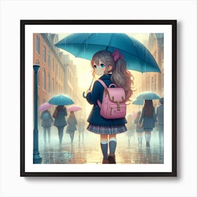 Anime Girl With Umbrella Art Print