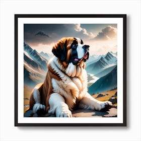 St Bernard Dog 96 Art Print