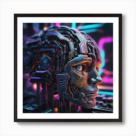 Futuristic Head Of A Robot 1 Art Print