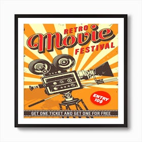 Retro Movie Festival Poster, vintage cinema poster Art Print