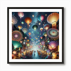 Lanterns In The Sky Art Print