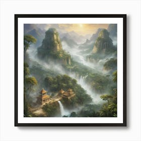 Waterfall In The Jungle paintings art print 1 Poster