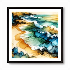 Alcohol Ink Sandy Beach and Surf 2 Art Print