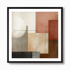 Earthy Geometry: A Minimalist Abstract Painting with Geometric Shapes Art Print