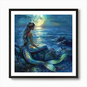 Stockcake Mermaid Moonlight Vigil 1718939448 Art Print