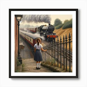 Girl On The Steps Art Print