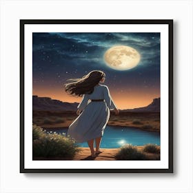 Full Moon In The Desert Art Print