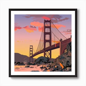 Golden Gate Bridge At Sunset 1 Art Print