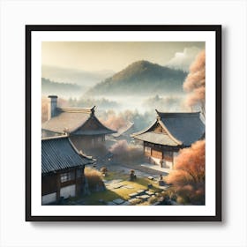 Firefly Rustic Rooftop Japanese Vintage Village Landscape 79560 Art Print