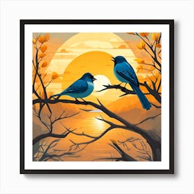 Birds Singing At Sunset Art Print