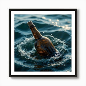 Bottle In The Water Art Print