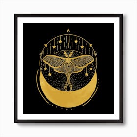 Vintage Golden Luna Moon Square Art Print