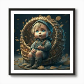 Little Boy In A Basket Art Print