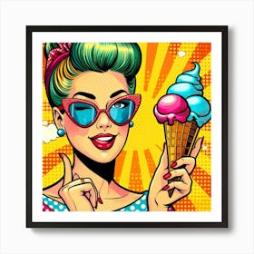 Pop Girl With Ice Cream 1 Art Print