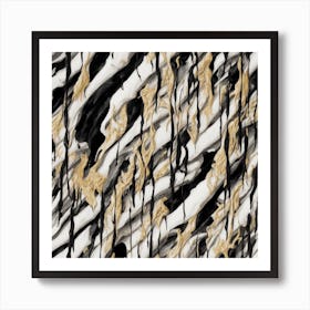 Black And Gold Marble Art Print