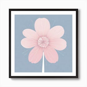 A White And Pink Flower In Minimalist Style Square Composition 590 Art Print