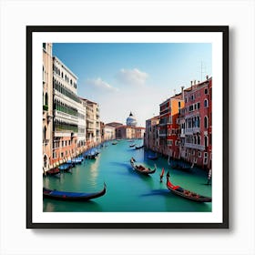 Gondolas on the Gran Canal in Venice, Italy. Art Print