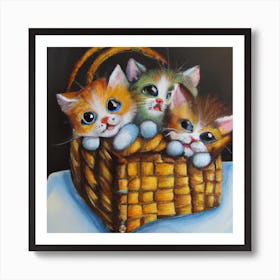 Basket Of Kittens Art Print