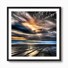 Music Notes On The Beach 1 Art Print