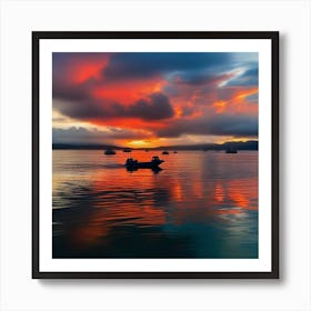 Sunset On The Lake 9 Art Print