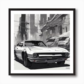 Black On White Car Vector Acrylic Painting Trending On Pixiv Fanbox Palette Knife And Brush Strok (13) Art Print