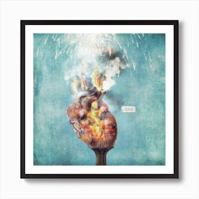 Love - Heart on Fire Art Print