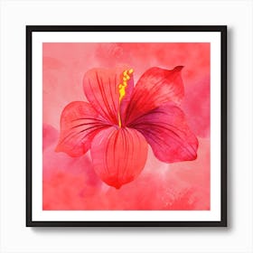 Red Hibiscus Flower Art Print