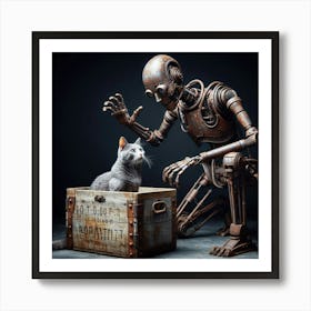 Robot And Cat 1 Art Print