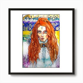 Red girl Art Print