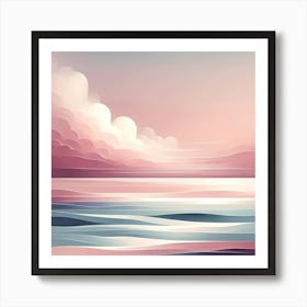 "Cotton Candy Skies: Serene Seascape"  Immerse yourself in the tranquility of "Cotton Candy Skies," a serene seascape digital art that captures the gentle embrace of pastel dawn. The soft pink clouds and calming blue waves create a dreamy atmosphere, perfect for adding a touch of serenity to your living space. This artwork is ideal for those who seek to bring the peaceful essence of a seaside morning into their home. Let this soothing scene be your escape to a world of quiet beauty and contemplative peace. Art Print