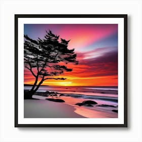 Lone Tree At Sunset 3 Art Print