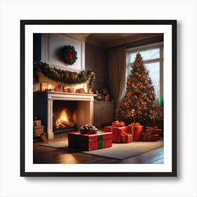Christmas Tree In The Living Room 77 Art Print