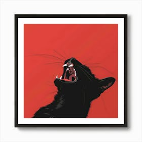 Black Cat Roaring 1 Art Print